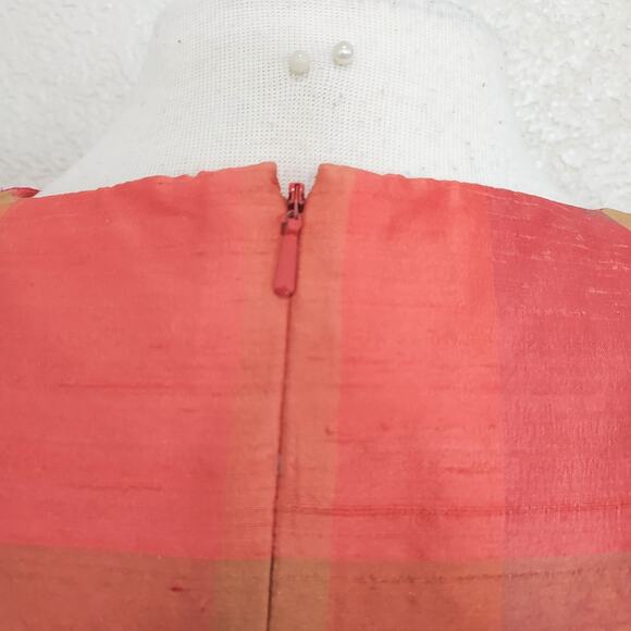 Liz Claiborne Pink Orange Block Pattern Silk Sheath Dress Size 6 - Picture 12 of 15